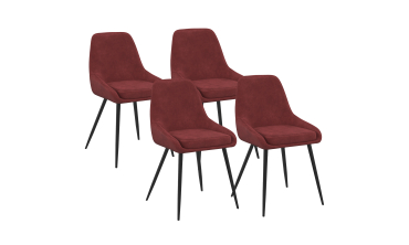 Chaises Olivia velours bordeaux pieds métal - lot de 4