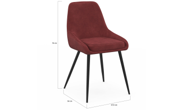 Chaises Olivia velours bordeaux pieds métal - lot de 4