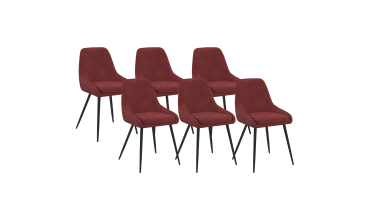 Chaises Olivia velours bordeaux pieds métal - lot de 6