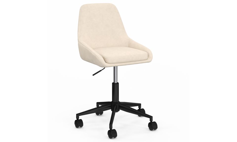 Fauteuil de bureau à roulettes Olivia velours crème
