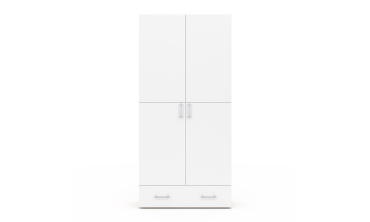 Armoire Yulia 2 portes avec étagères effet hêtre et blanc