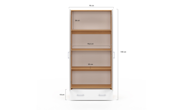 Armoire Yulia 2 portes avec étagères effet hêtre et blanc