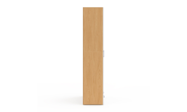 Armoire Yulia 2 portes avec étagères effet hêtre et blanc