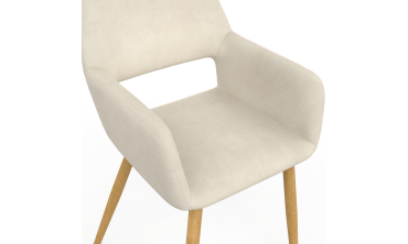 Chaises Heidi velours beige pieds bois - lot de 4