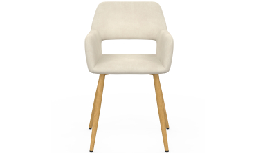 Chaises Heidi velours beige pieds bois - lot de 4