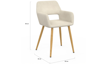 Chaises Heidi velours beige pieds bois - lot de 4