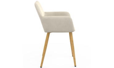 Chaises Heidi velours beige pieds bois - lot de 4