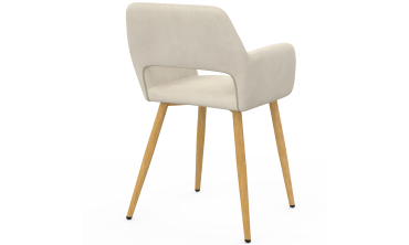 Chaises Heidi velours beige pieds bois - lot de 4