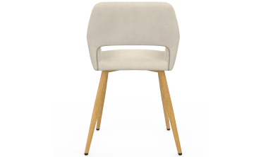 Chaises Heidi velours beige pieds bois - lot de 4