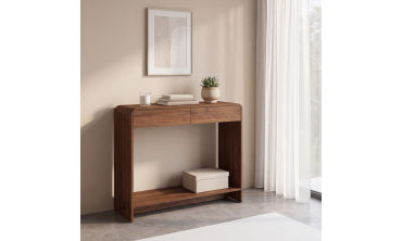 Console Cassia 2 tiroirs effet noyer