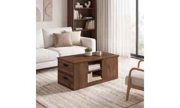Table basse relevable extensible Helena effet noyer 100-160cm