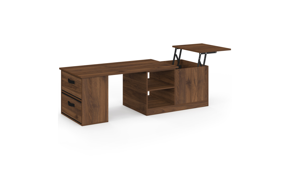 Table basse relevable extensible Helena effet noyer 100-160cm
