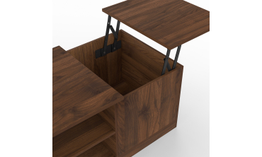 Table basse relevable extensible Helena effet noyer 100-160cm