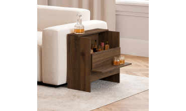Table d'appoint mini bar Faustine lattes effet noyer