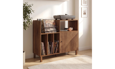 Meuble vinyle Faustine lattes effet noyer 90cm