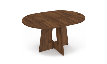 Table à manger ronde extensible Héloïse effet noyer Ø110-150cm