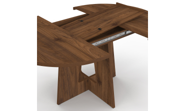 Table à manger ronde extensible Héloïse effet noyer Ø110-150cm