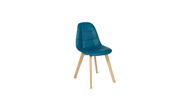 Chaises Rafaela en similicuir bleu canard et pieds bois - Lot de 2