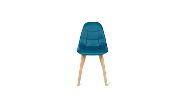 Chaises Rafaela en similicuir bleu canard et pieds bois - Lot de 2