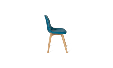 Chaises Rafaela en similicuir bleu canard et pieds bois - Lot de 2