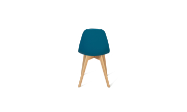 Chaises Rafaela en similicuir bleu canard et pieds bois - Lot de 2