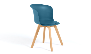 Chaises scandinaves Lara avec coussin rembourré bleu canard - Lot de 4
