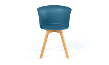 Chaises scandinaves Lara avec coussin rembourré bleu canard - Lot de 4