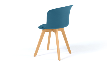 Chaises scandinaves Lara avec coussin rembourré bleu canard - Lot de 4
