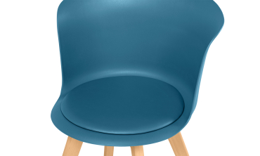 Chaises scandinaves Lara avec coussin rembourré bleu canard - Lot de 4