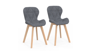 Chaises Gatsby en tissu gris et pieds bois - lot de 2