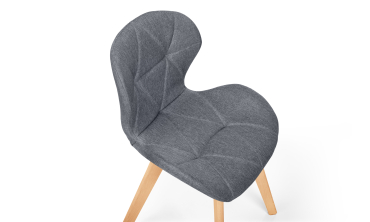 Chaises Gatsby en tissu gris et pieds bois - lot de 2