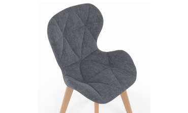 Chaises Gatsby en tissu gris et pieds bois - lot de 2