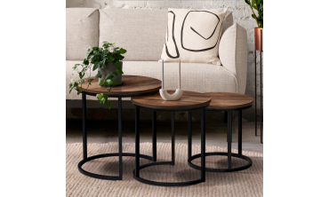 Tables basses rondes gigognes Elize - lot de 3