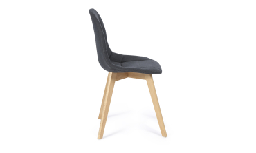 Chaises Gabriella assise en tissu gris anthracite et pieds bois - lot de 2