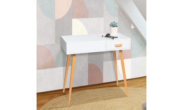 Coiffeuse-bureau 2 en 1 Serena avec miroir rabattable