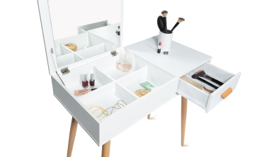 Coiffeuse-bureau 2 en 1 Serena avec miroir rabattable