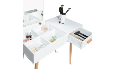 Coiffeuse-bureau 2 en 1 Serena avec miroir rabattable