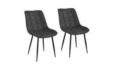 Chaises Melinda en velours gris foncé et pieds noirs - lot de 2