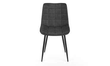 Chaises Melinda en velours gris foncé et pieds noirs - lot de 2