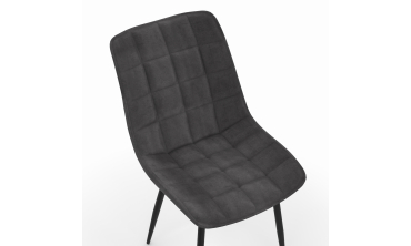 Chaises Melinda en velours gris foncé et pieds noirs - lot de 2