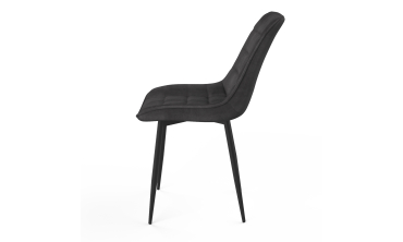 Chaises Melinda en velours gris foncé et pieds noirs - lot de 2