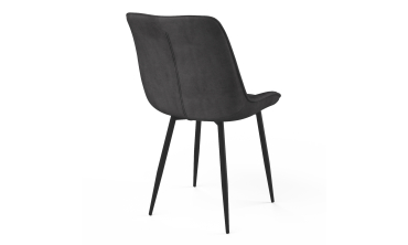 Chaises Melinda en velours gris foncé et pieds noirs - lot de 2