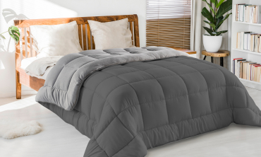 Couette extra chaude réversible gris clair et foncé 200x200cm - polyester 400 g/m2