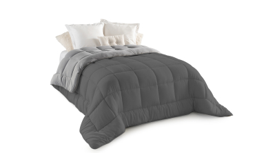 Couette extra chaude réversible gris clair et foncé 200x200cm - polyester 400 g/m2