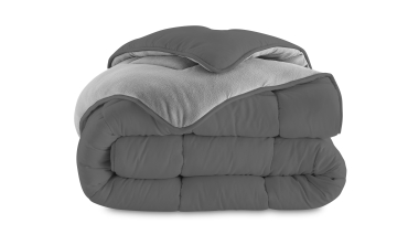 Couette extra chaude réversible gris clair et foncé 200x200cm - polyester 400 g/m2