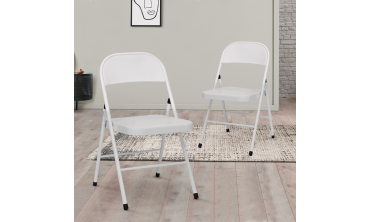 Chaises pliantes Lucy en métal blanc - Lot de 2