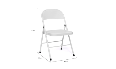 Chaises pliantes Lucy en métal blanc - Lot de 2