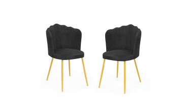 Chaises Arielle en velours gris et pieds dorés - lot de 2