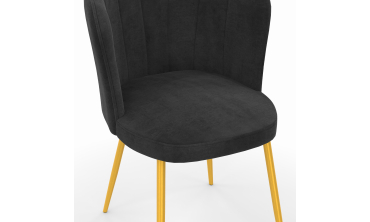 Chaises Arielle en velours gris et pieds dorés - lot de 2