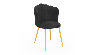 Chaises Arielle en velours gris et pieds dorés - lot de 2